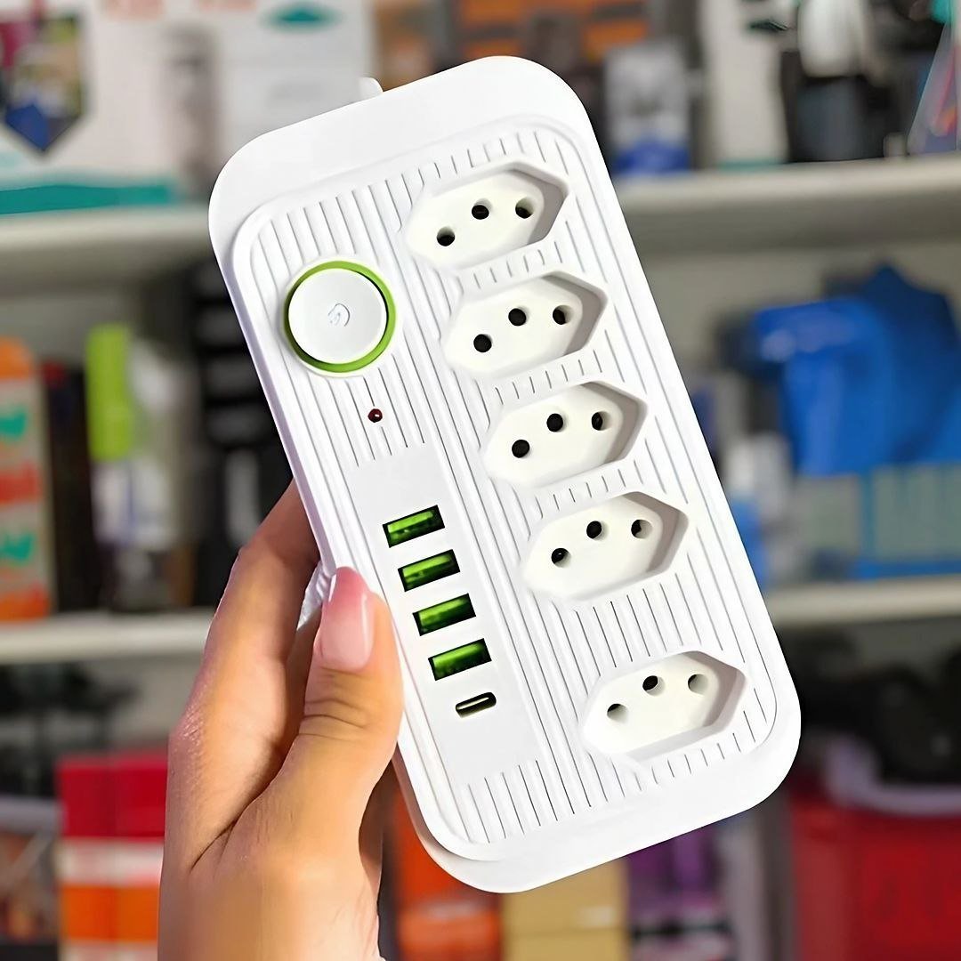Extensão 5 Tomadas E 3 Usb 1 Pd Led Power Bivolt