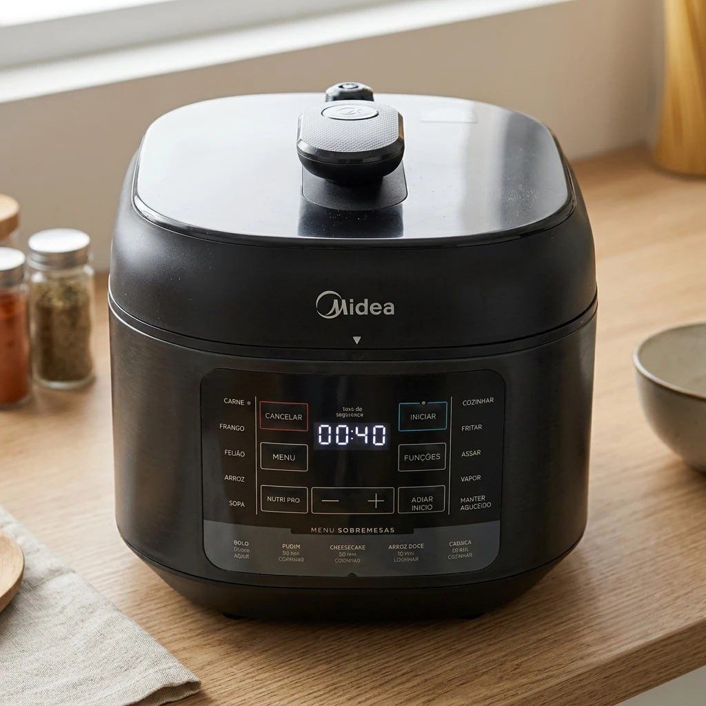 Panela De Pressão Elétrica 5l Nutripro Preta Midea Cor Preto 220V