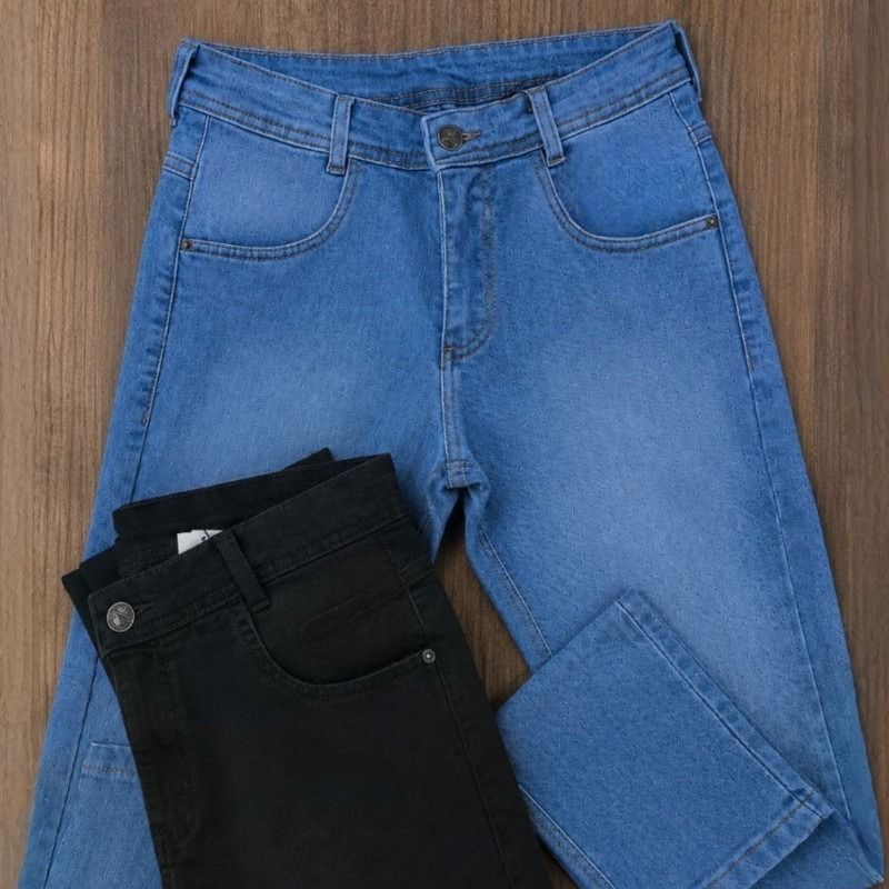 Calça Jeans Masculina Corte Reto Tradicional Lycra Básica (38 ao 48)