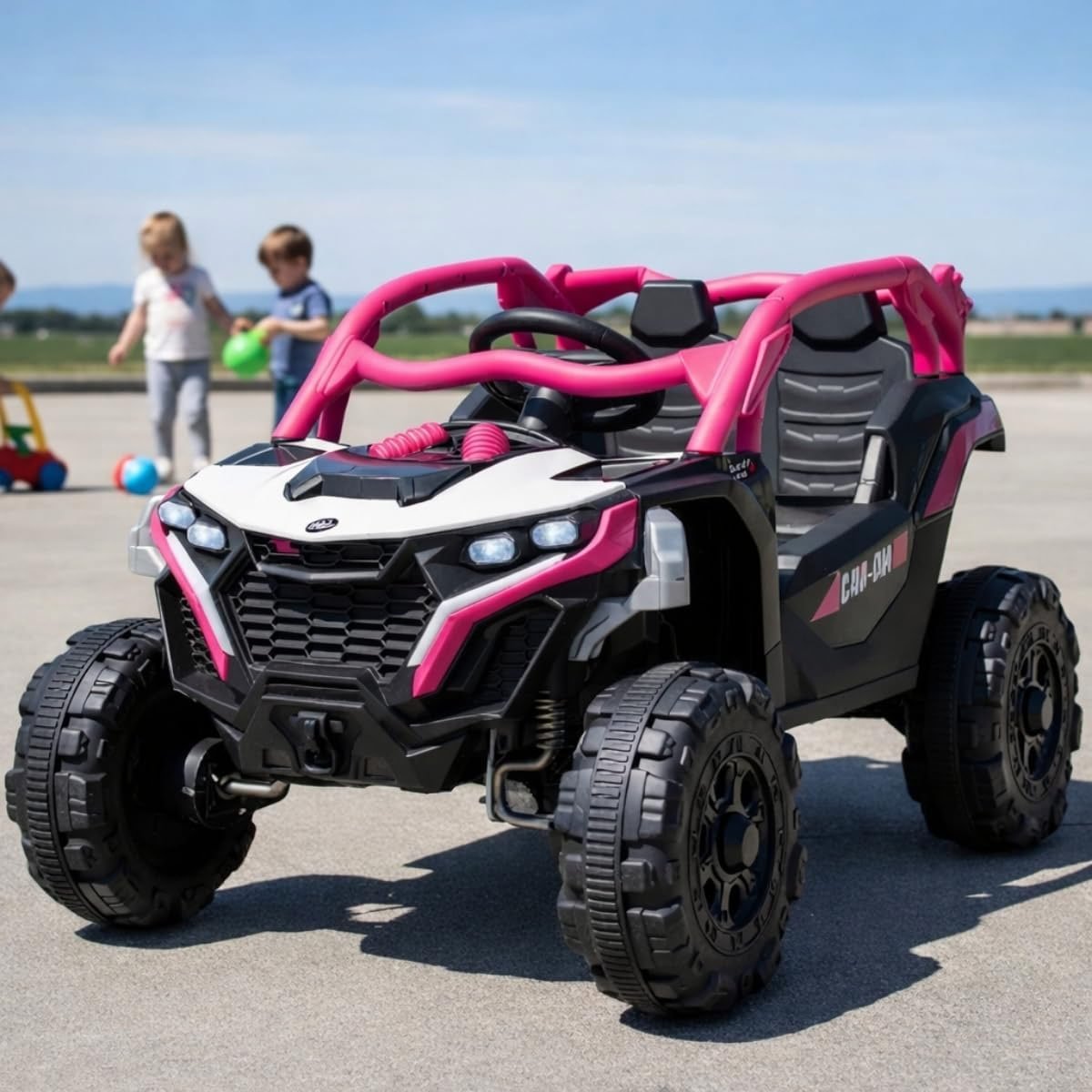 Carro Elétrico Jipe UTV Max 12V Som Luz de Led Controle Remoto (Rosa)