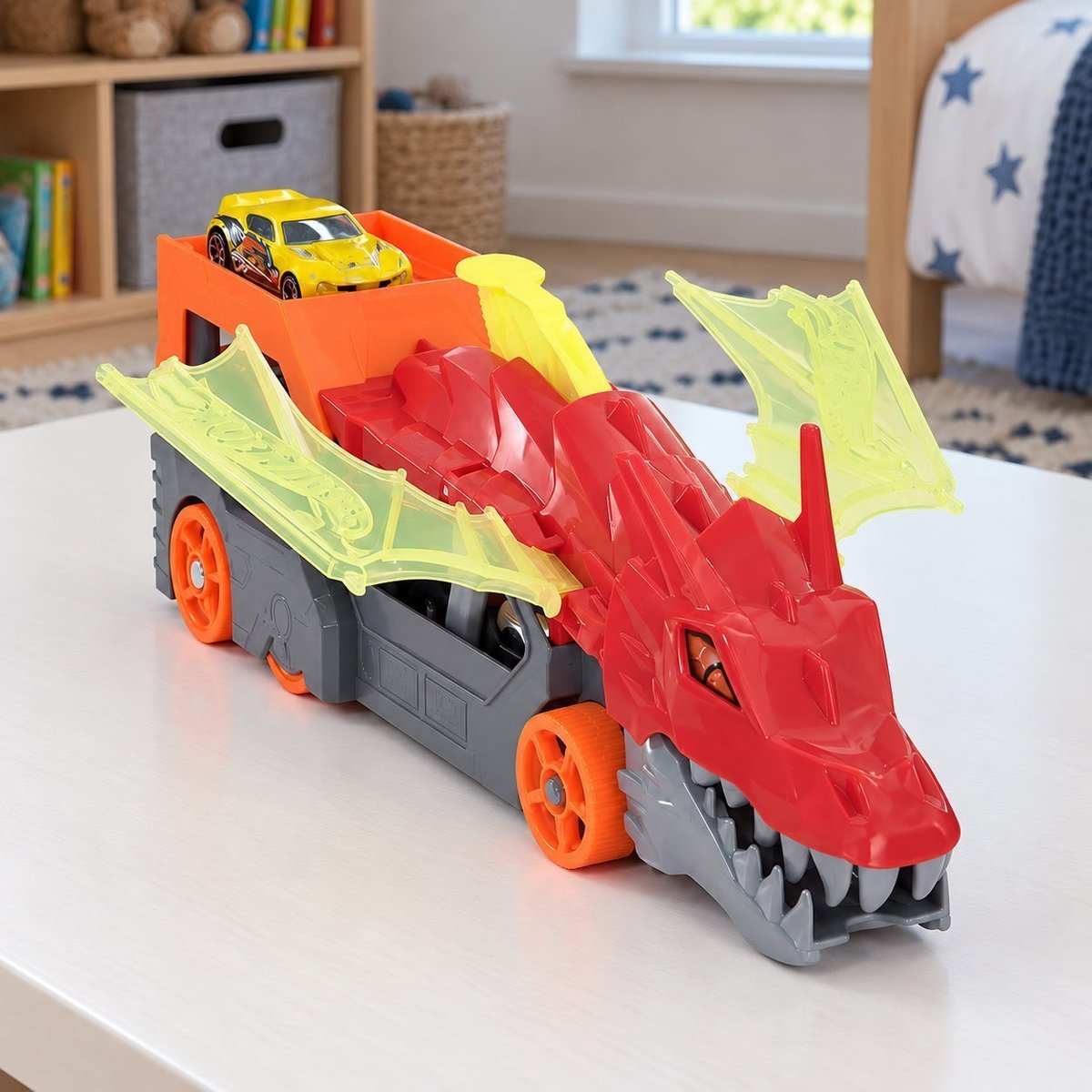 Pista De Carro De Brinquedo Reboque de Dragão Hot Wheels Da Mattel