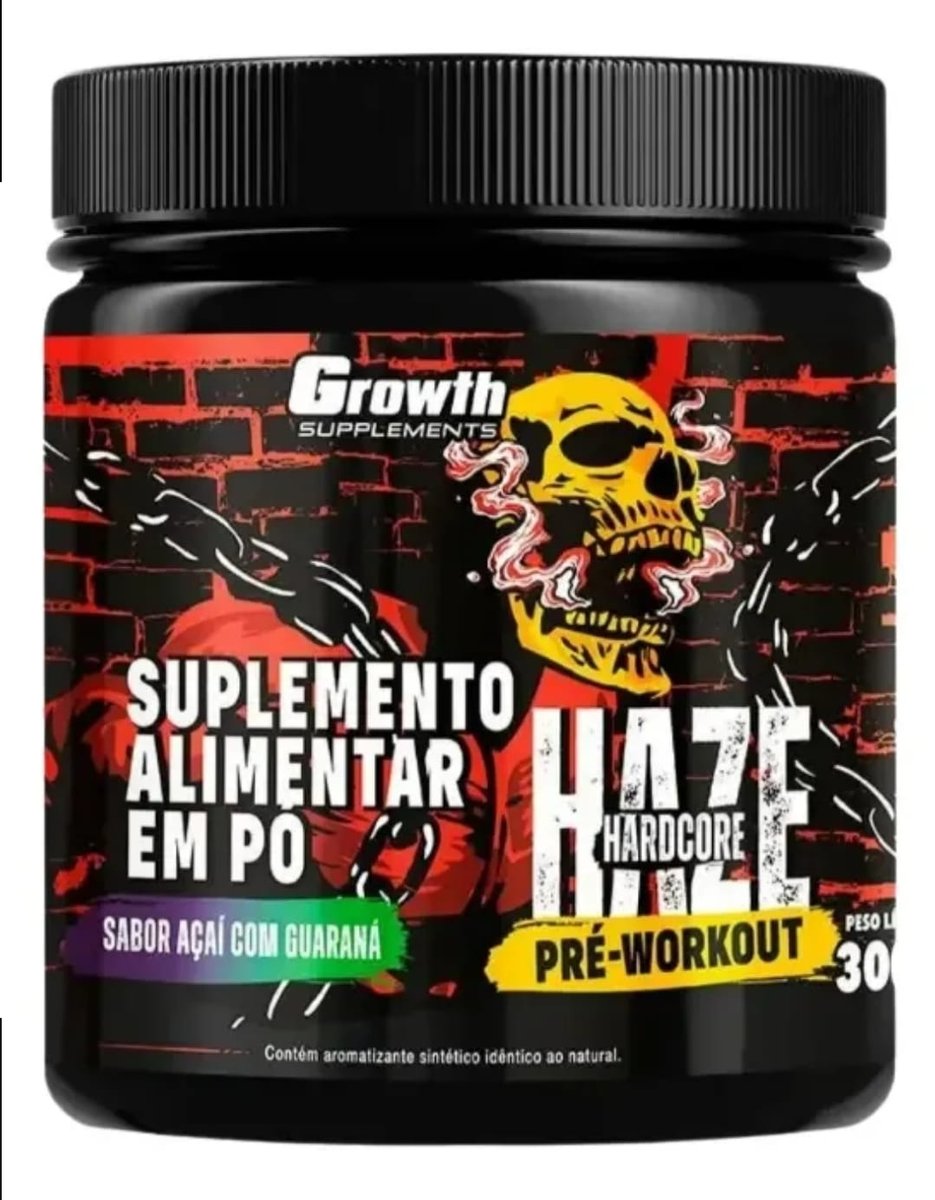 Haze Hardcore - Pré-treino 300g - Growth Supplements Sabor Açaí Com Guaraná