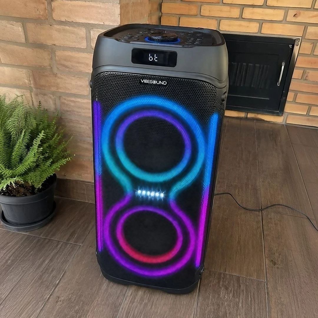Caixa de Som Amplificada Bluetooth Vivensis Vibe Sound V6 Party 1000W USB - Preto