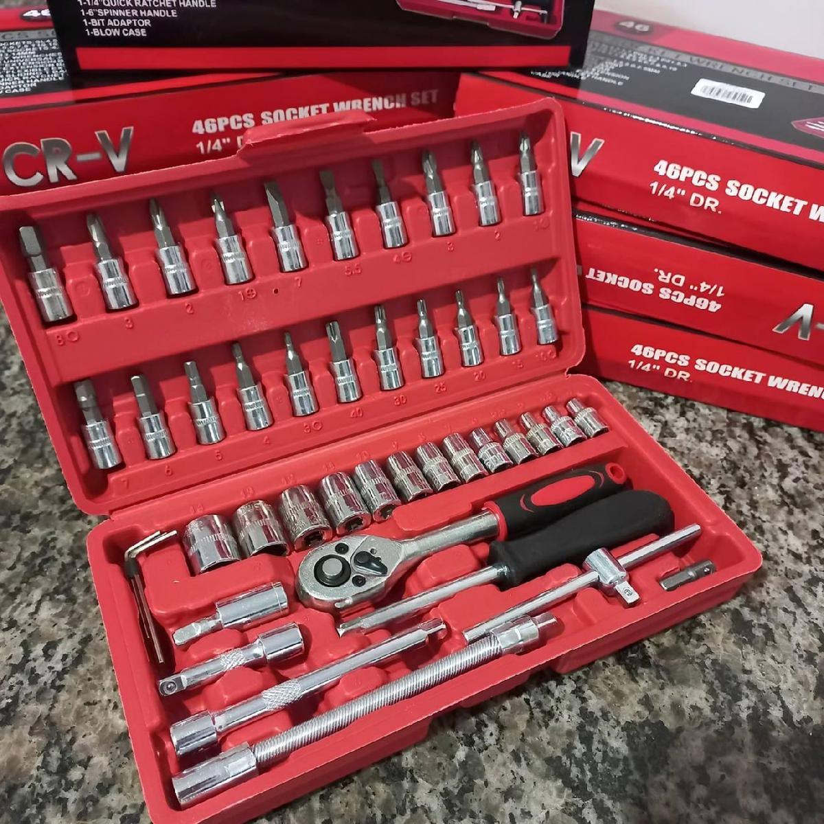 Kit 46 Chave Catraca Jogo De Soquetes Allen Torx Ferramentas