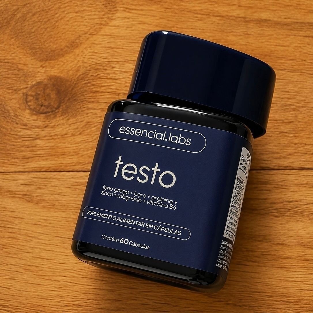 TESTO ESSENCIAL - Fórmula Exclusiva com Feno Grego + Boro + Arginina + ZMA + Vitamina B6 - 60 cápsulas - Precursor da Testosterona