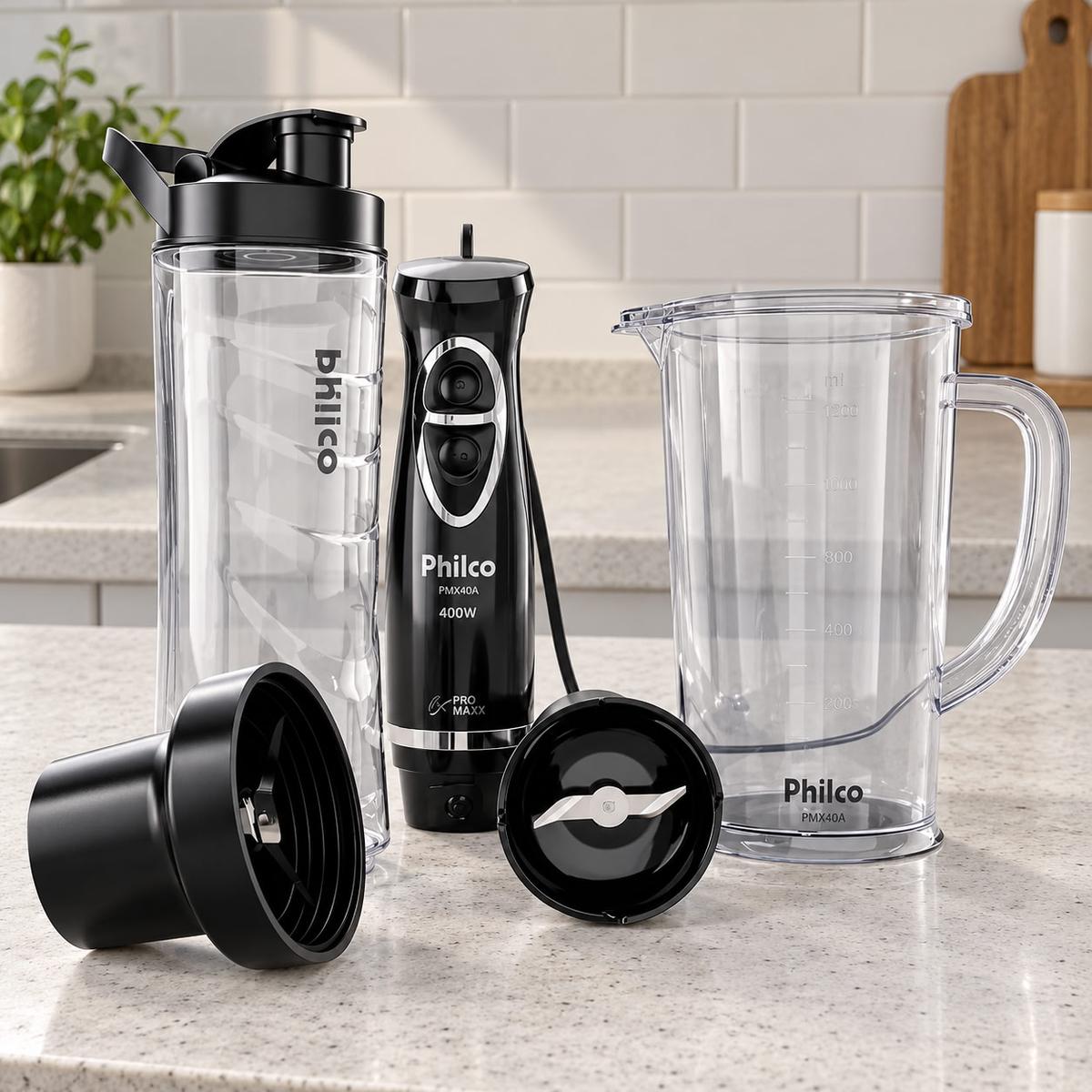 Mixer E Blender Philco 1 Velocidade + Turbo 400w Pmx40a Preto