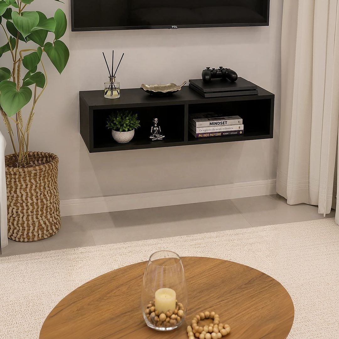 Rack Nicho Suspenso Mdf Moderno Tv Estante Jogos Decoração