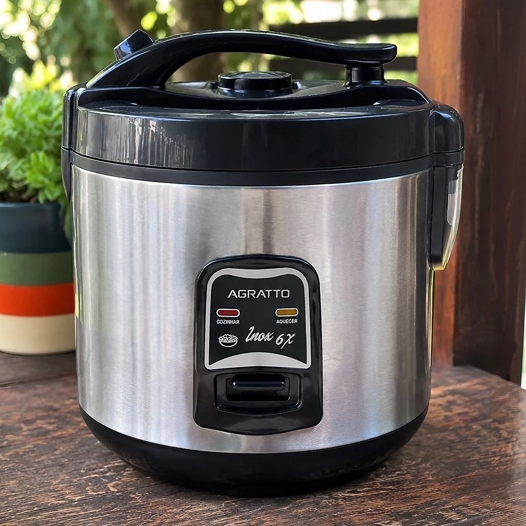 PANELA ELETRICA ARROZ INOX E VISOR VIDRO PAI6X 127V AGRATTO, Agratto, 5955, Inox