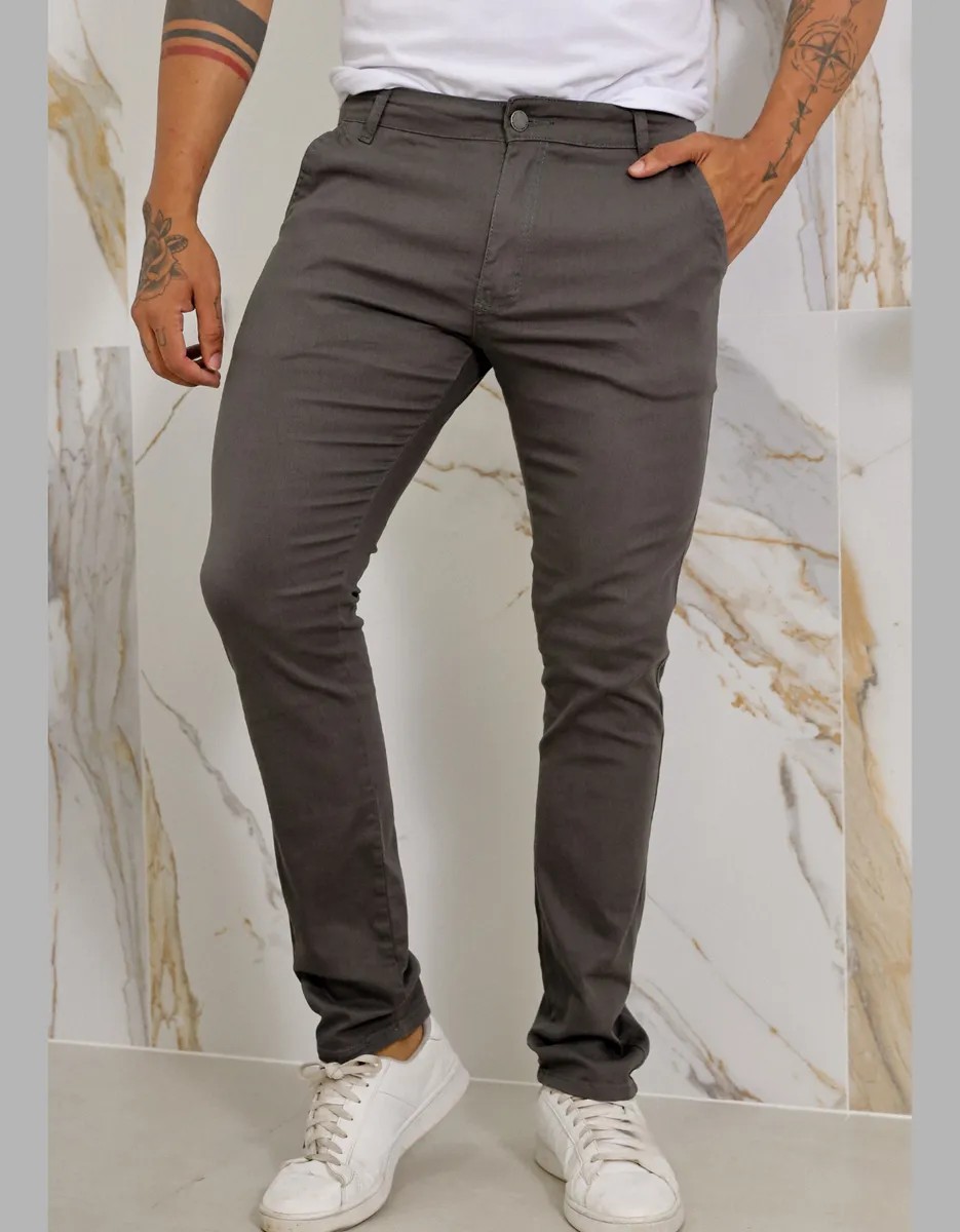 Calça Masculina Sarja Premium Esporte Fino Bolso Faca Lycra (38 ao 48)