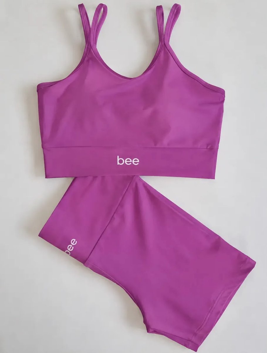 Conjunto Fitness Bee Top Alça Dupla E Short Premium Feminino