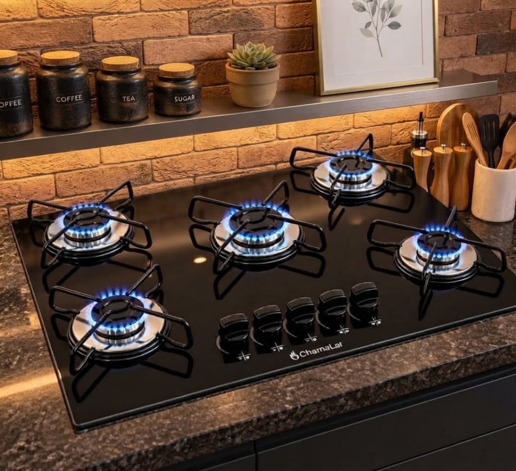 Fogão Cooktop Gás 5 Bocas Ultra Chama 127v/220v Preto
