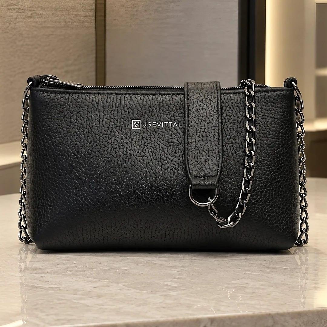 Bolsa Feminina Couro Vittal Annelise Alça Corrente Compacta