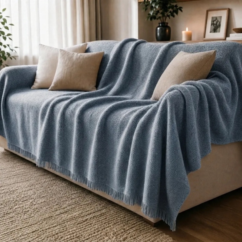 Manta Para Sofá Gigante 300x180 (king Size) Algodão Promoção Azul Mar Liso