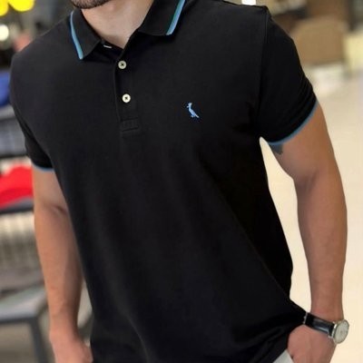 Camisa Polo Masculino Preto Curta 100% Algodão Reserva Preto N/a P Lisa