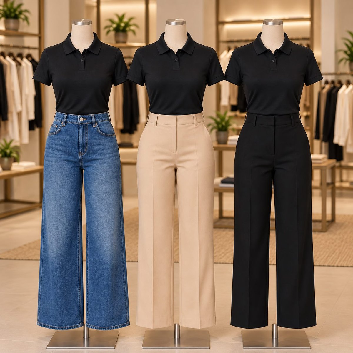Kit 3 Camisas Polo Social Feminina .mm Algodão Manguinha