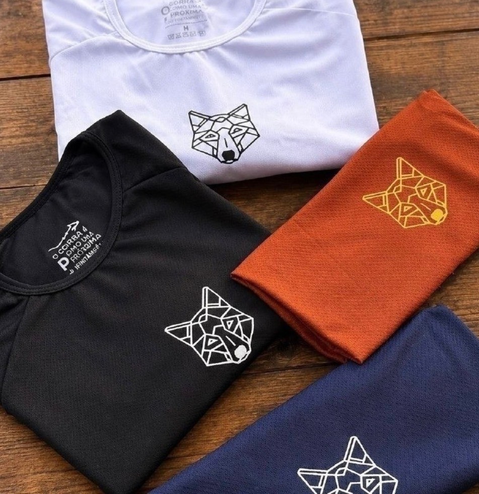 Kit 3 Camisetas Masculina Dry Alpha Lobo Geométrico (P ao XXG)