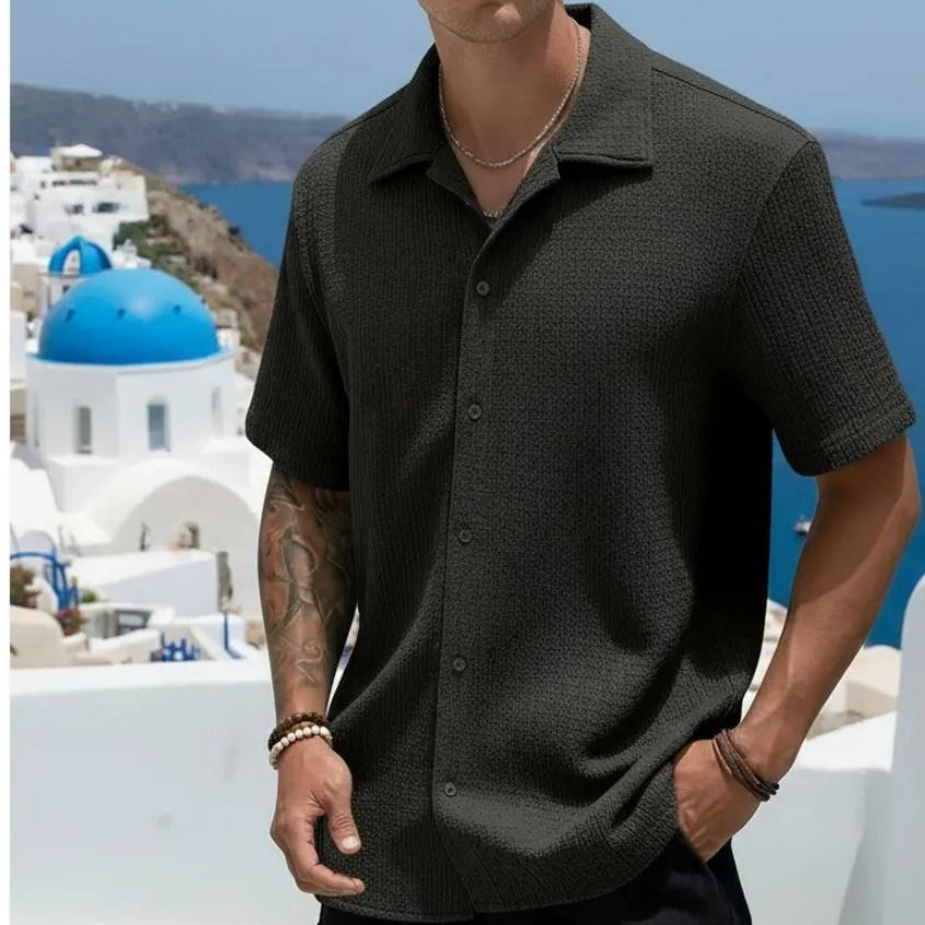 Camisa Casual Masculina Texturizada C/botões Old Money (P ao GG)