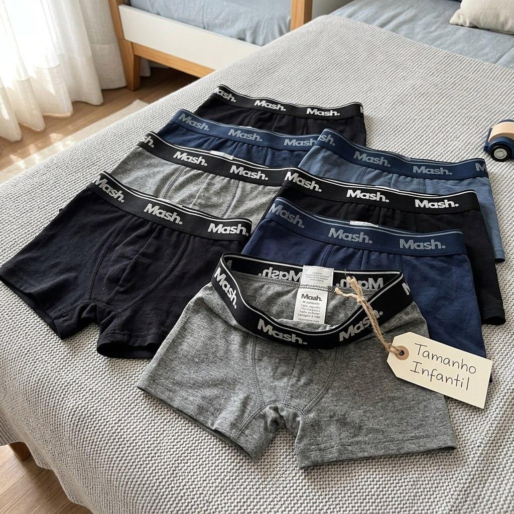 Kit 10 Cuecas Boxer Infantil Mash Meninos Algodão