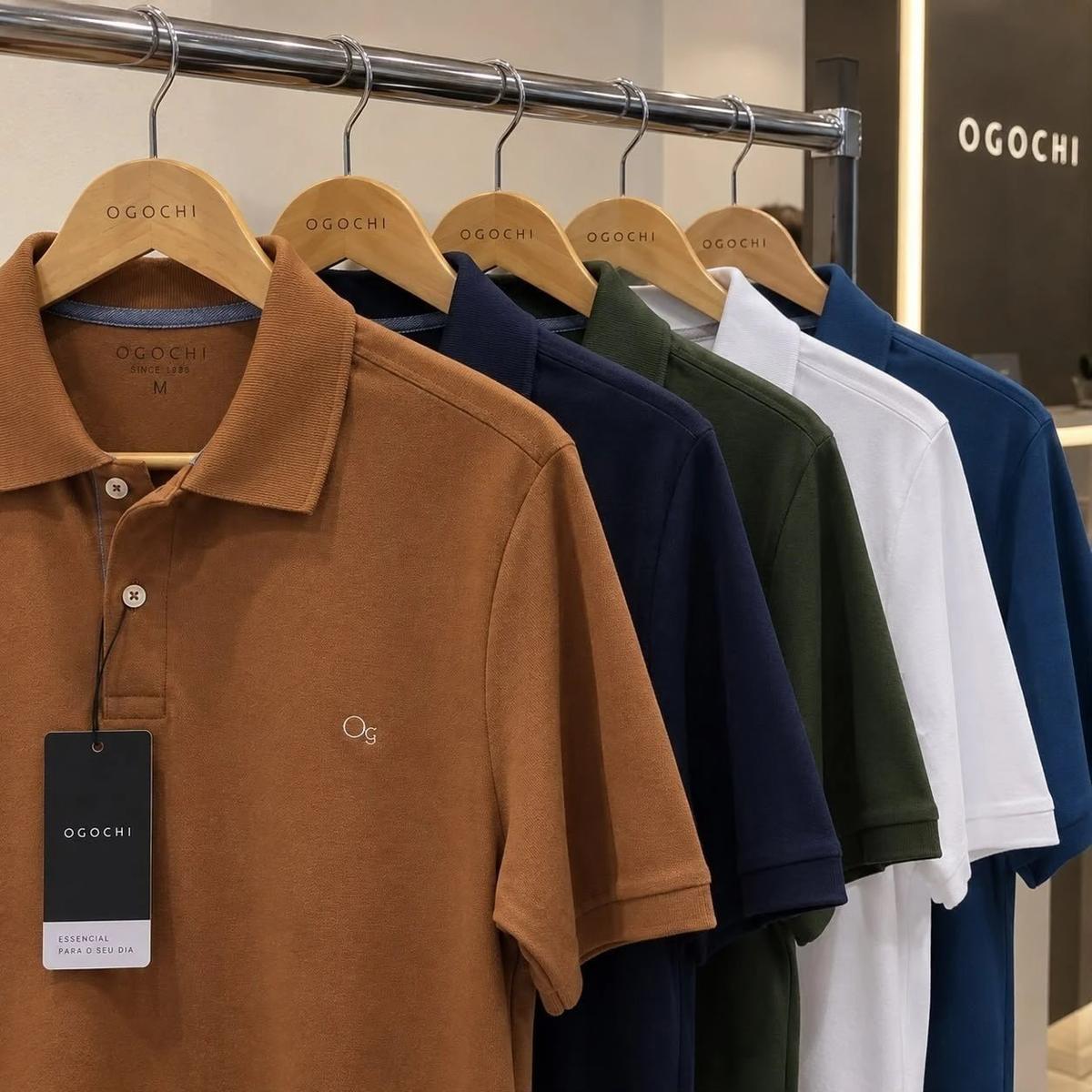Camisa Gola Polo Social Masculina Slim Algodão Ogochi