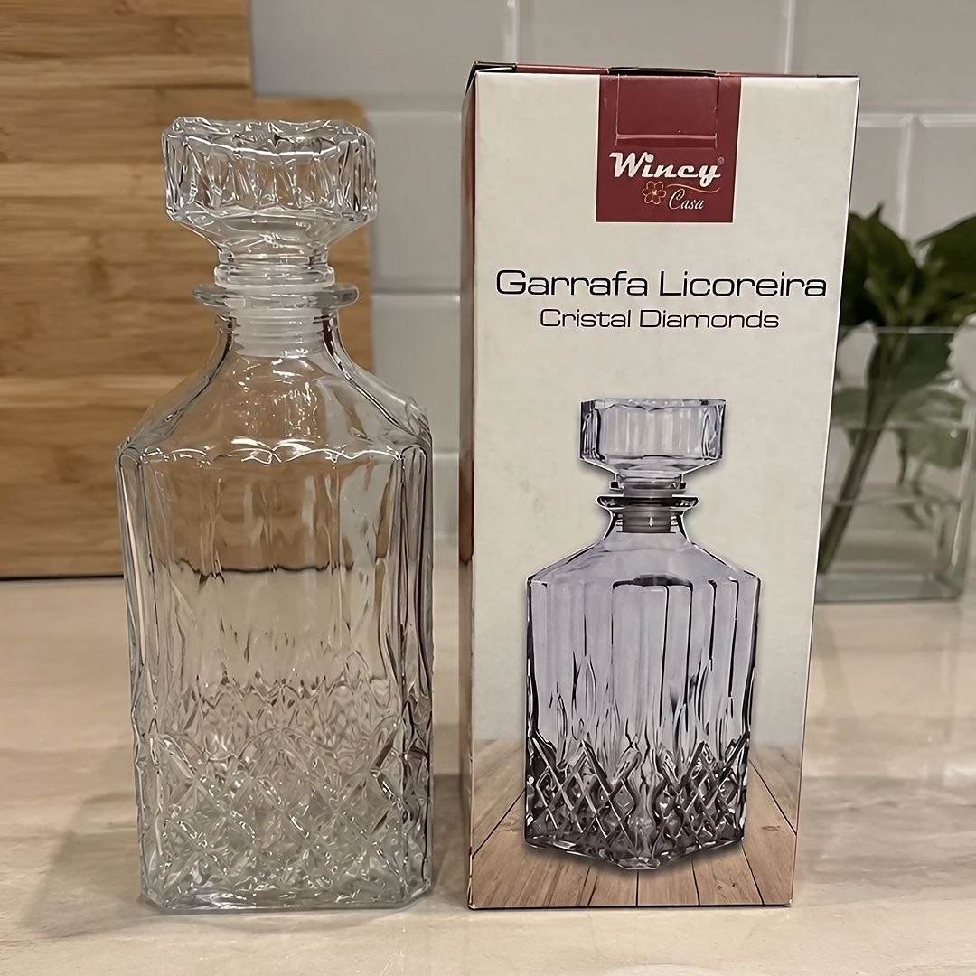 Garrafa Licoreira Vidro Cristal 1 Litro Whisky Licor Decanter Luxo