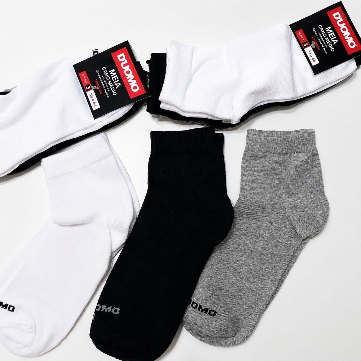 Kit 9 Pares Meia Cano Médio Algodão Macio Masculina Duomo