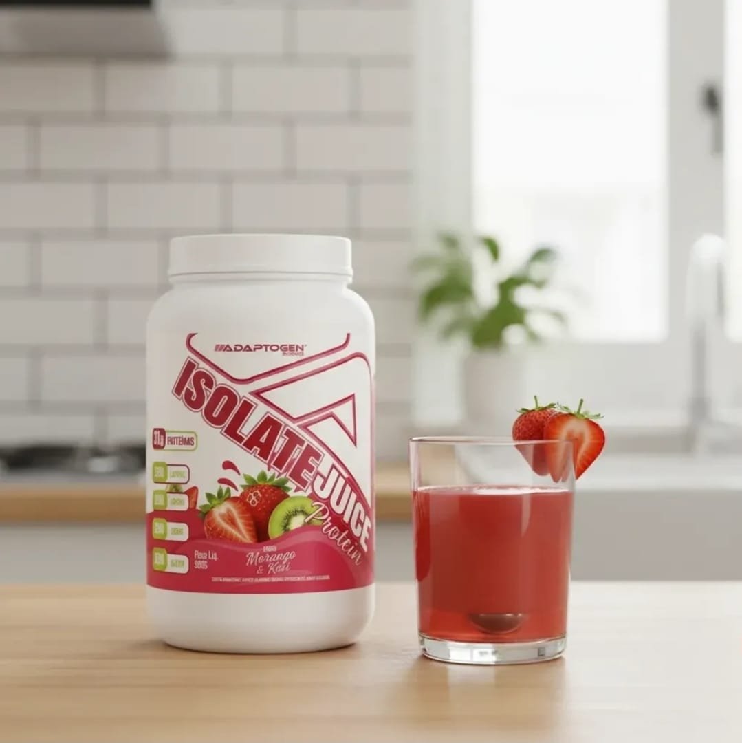 Isolate Juice Protein Moramgo E Kiwi Adaptogen 900g Pote Morango E Kiwi