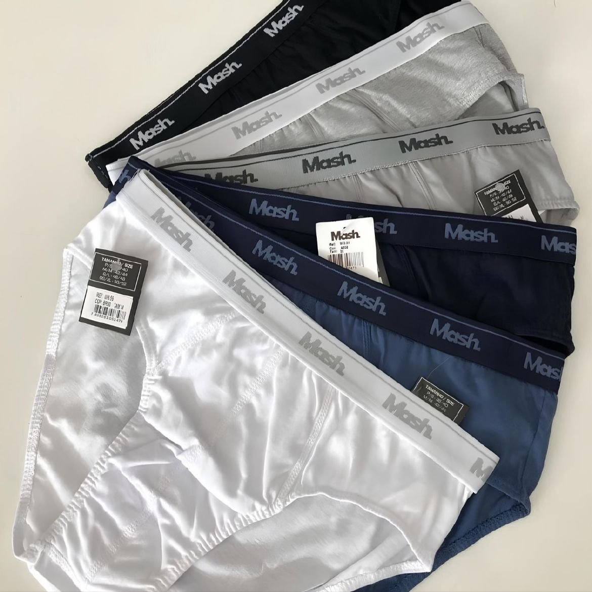 Kit Com 10 Cuecas Slip Mash Básica Masculina Algodão