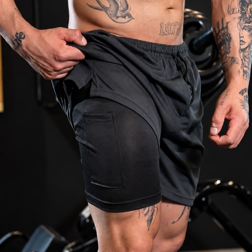Kit 3 Shorts Masculino 2 Em 1 Compressão Rock Saints (P ao GG)