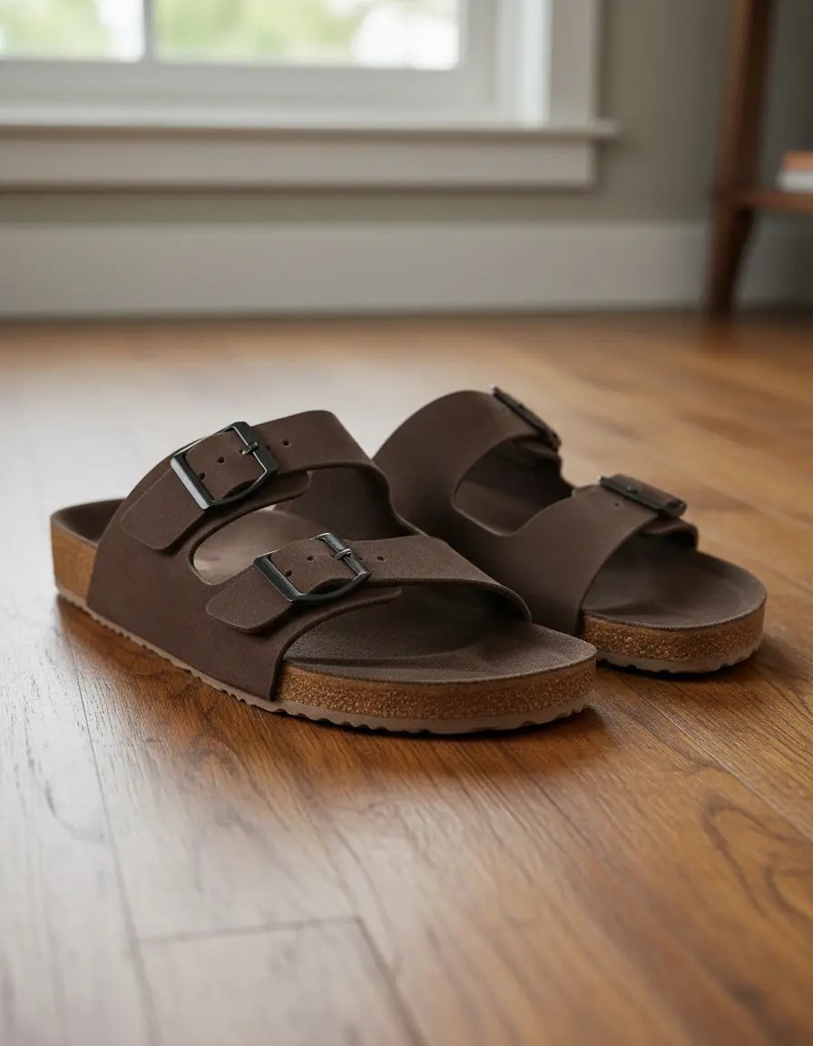 Sandália Masculina Couro Legitimo Birken 2 Fivelas Direto Fa Café (35 ao 44)