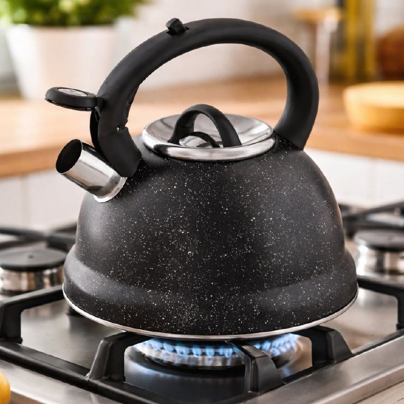 Chaleira Brinox 2,7 L Com Apito Linha Roma Preto Marble