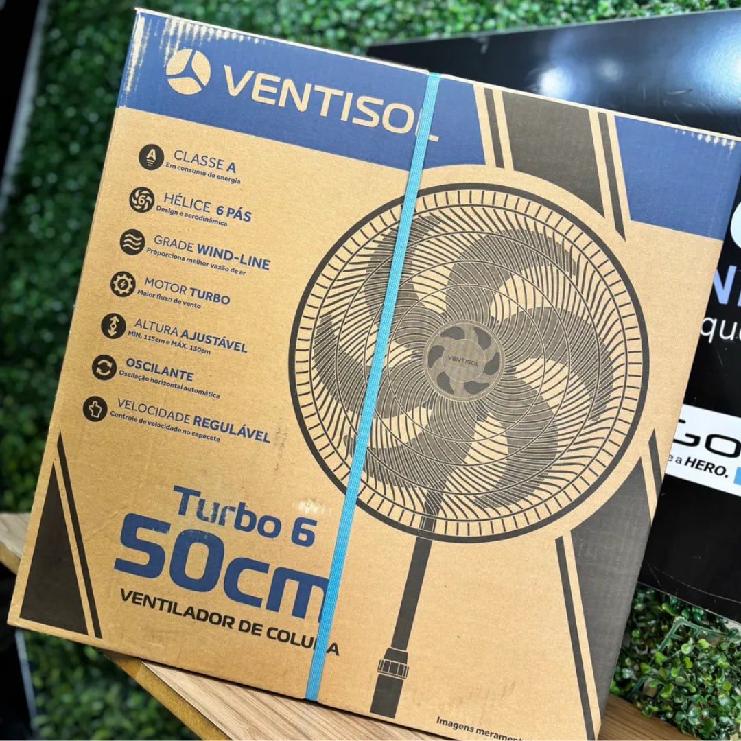 Ventisol Ventilador de Coluna Turbo 6 Pás 50cm cor Preto