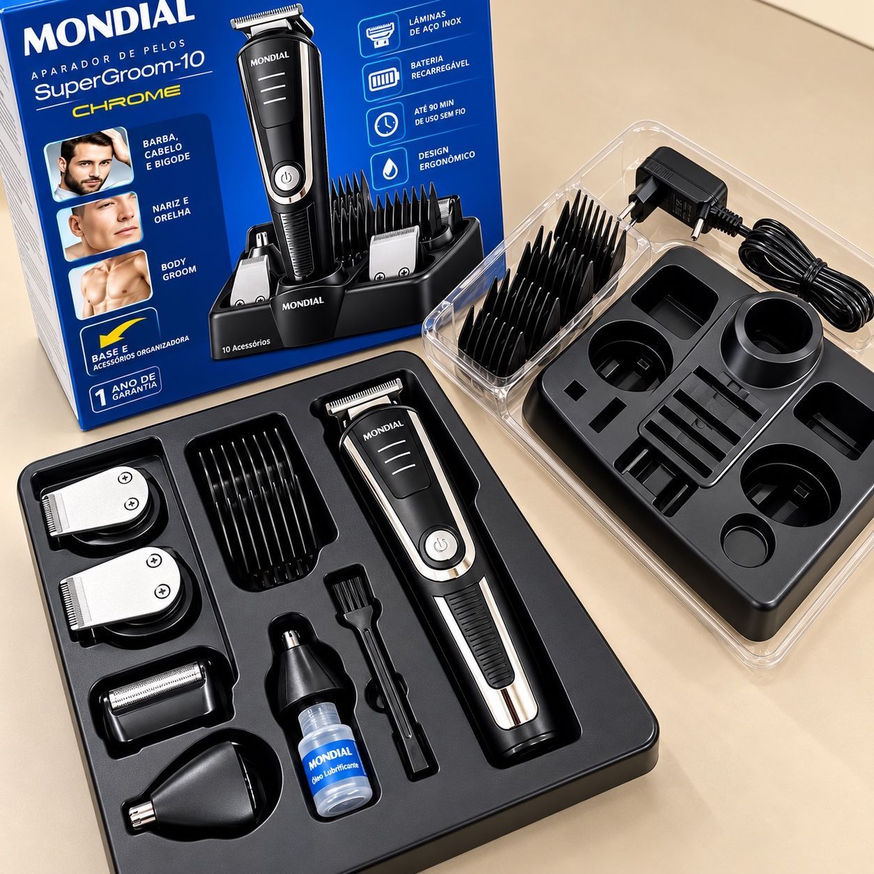 Aparador De Pelos Supergroom-10 Mondial Bivolt