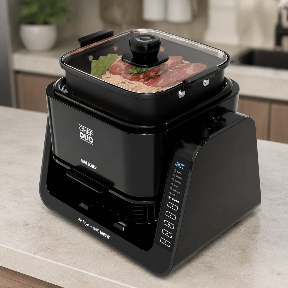 Mallory Chef Duo 2 Fritadeira Elétrica 5,5 L 1.500 W Preto 220V