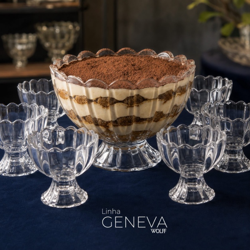WOLFF - Conjunto 7 Peças Bowl com 6 Taças para Sobremesa Geneva 1,1L/125ml