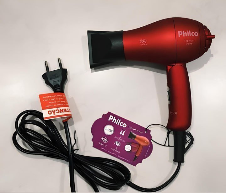 Secador de Cabelos Philco Titanium Travel Vermelho 1000W - Bivolt