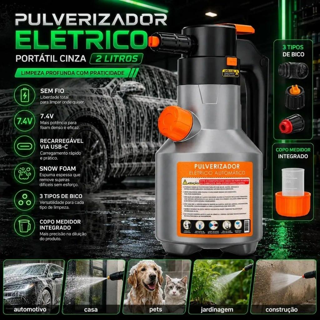 Pulverizador Elétrico Snow Foam Bahrein 2L para Limpeza Automotiva e Doméstica