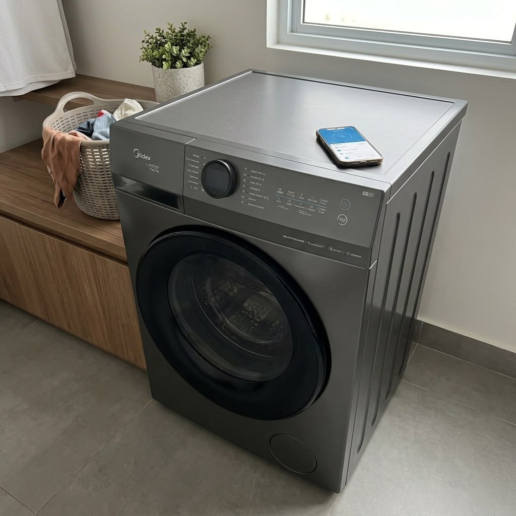 Lava e Seca conectada Healthguard Titanium 13 kg Cinza escuro Midea 220v
