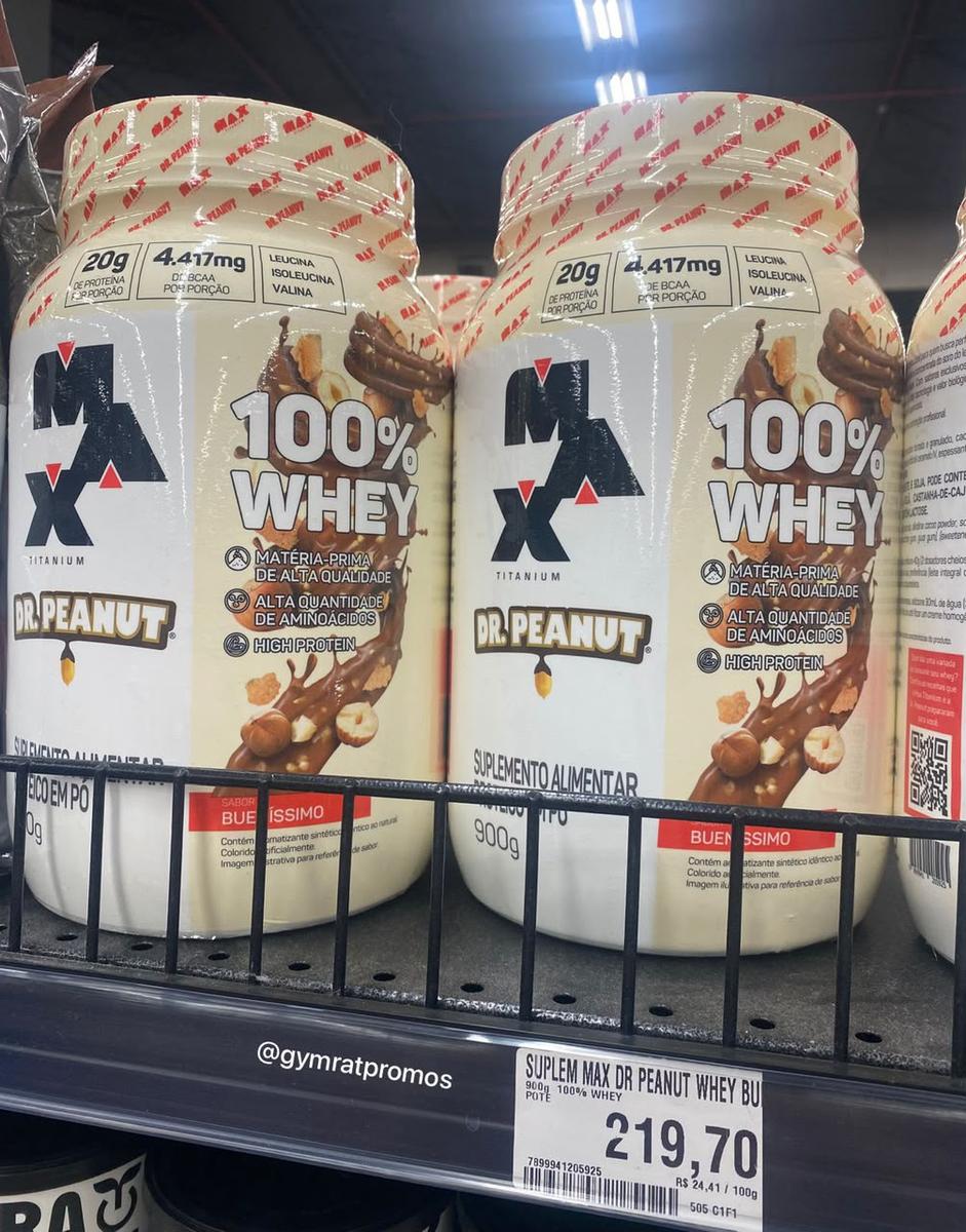 100% Whey Max Titanium x Dr. Peanut Sabor Bueníssimo 900g