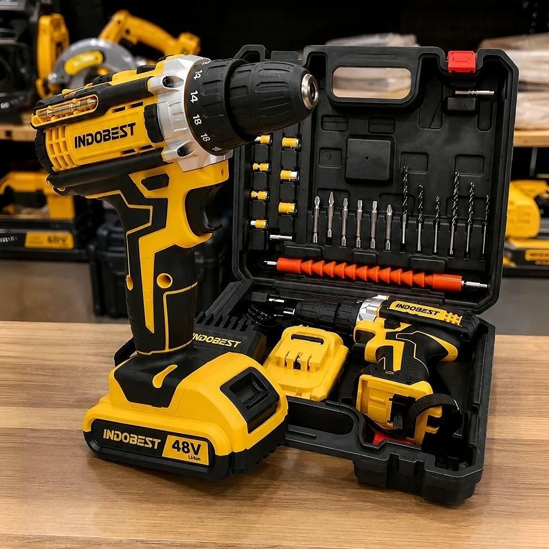 Parafusadeira Furadeira Sem Fio 2 Baterias 340w 1550 Rpm Cor Amarelo