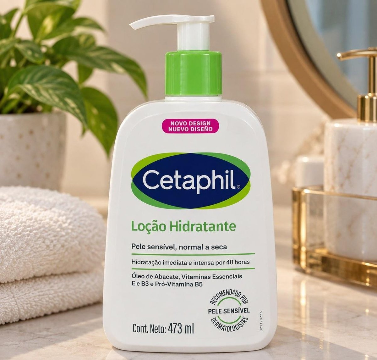 Cetaphil Loção Hidratante Corporal e Facial para Pele Seca e Sensível 473ml - Hidratação por 48h