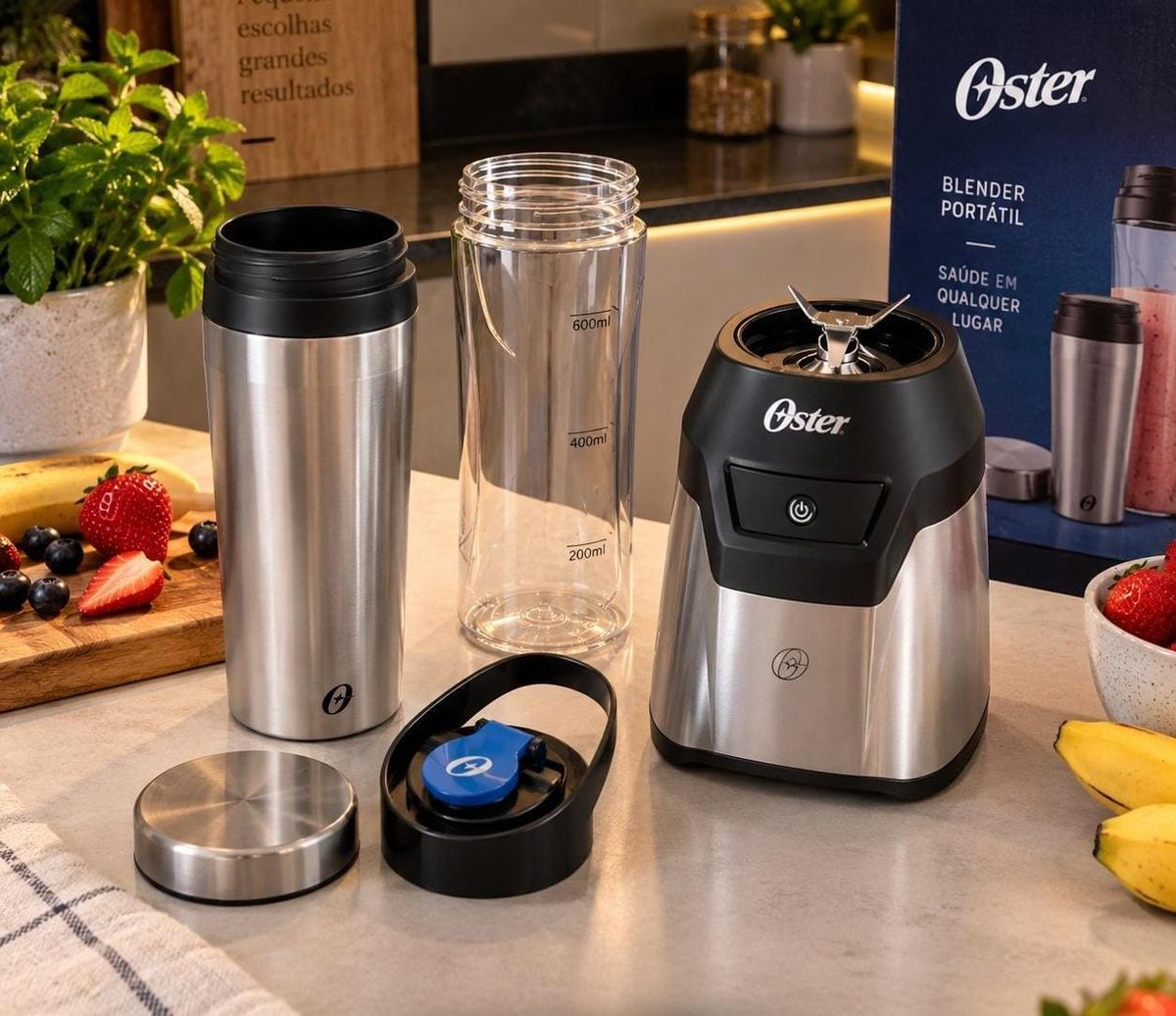 Blender Power Inox Oster com 2 Jarras To Go ​