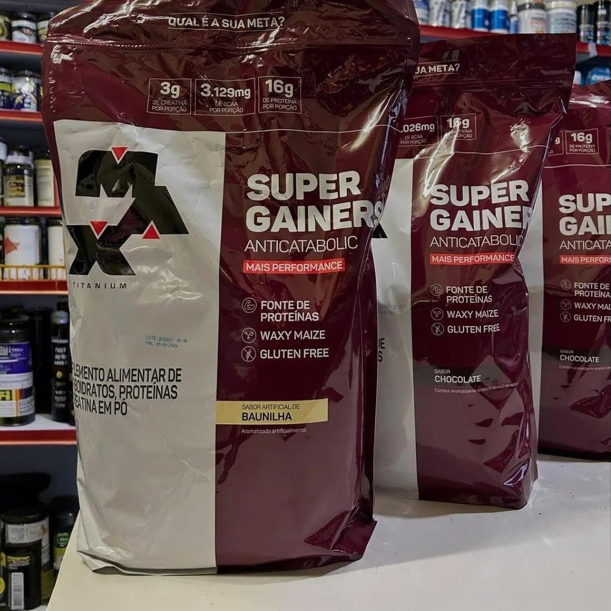 Hipercalórico 3kg Super Gainers Max Titanium Baunilha Alto Valor Calórico