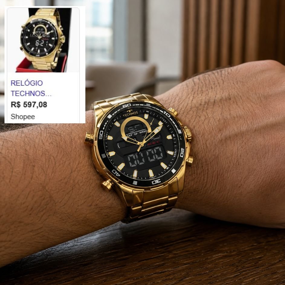 Relógio Technos BJK626AB/1D Masculino Analógico-digital Dourado Com Pulseira de Aço
