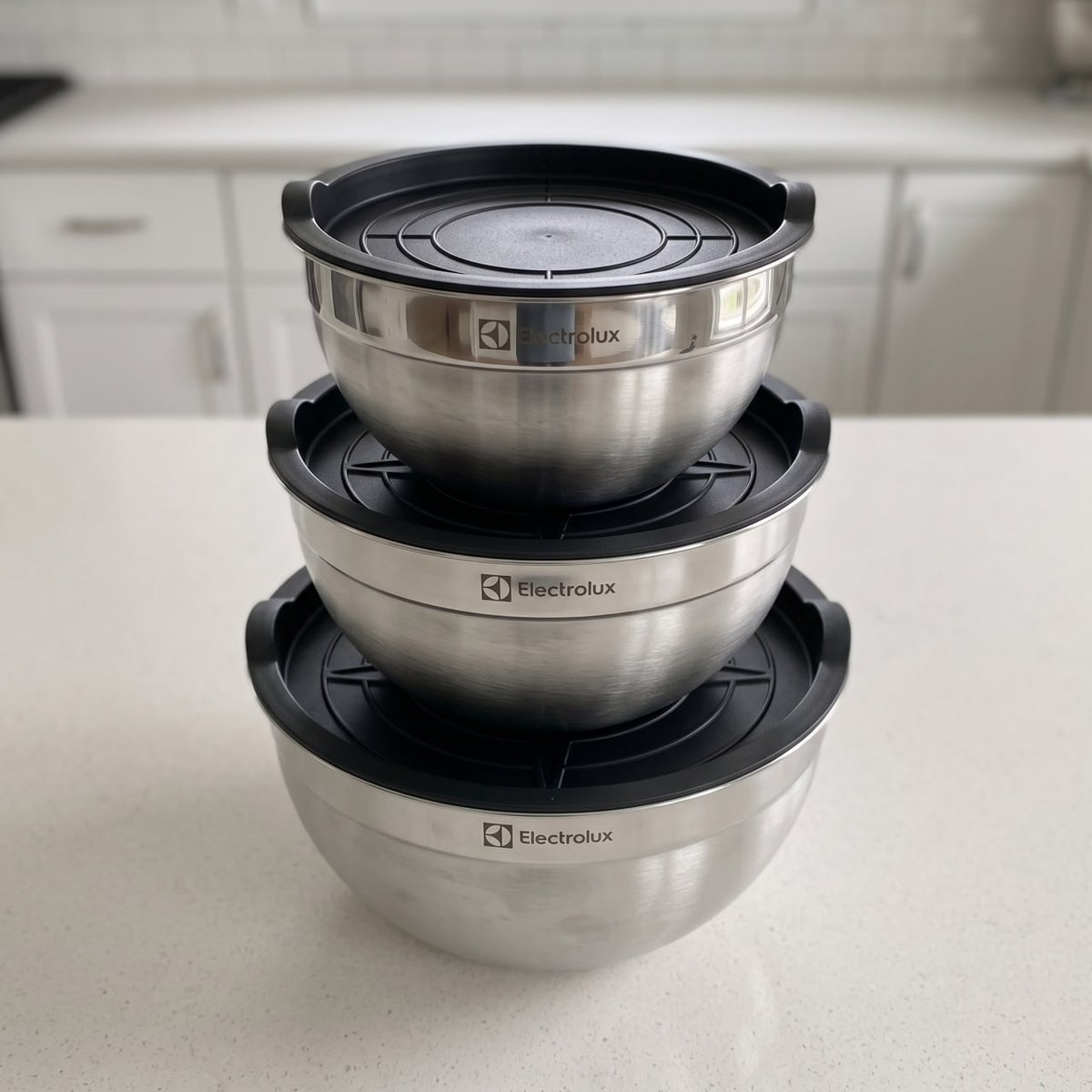 Conjunto de Bowls Tigelas de Inox com Tampa Plástica Electrolux