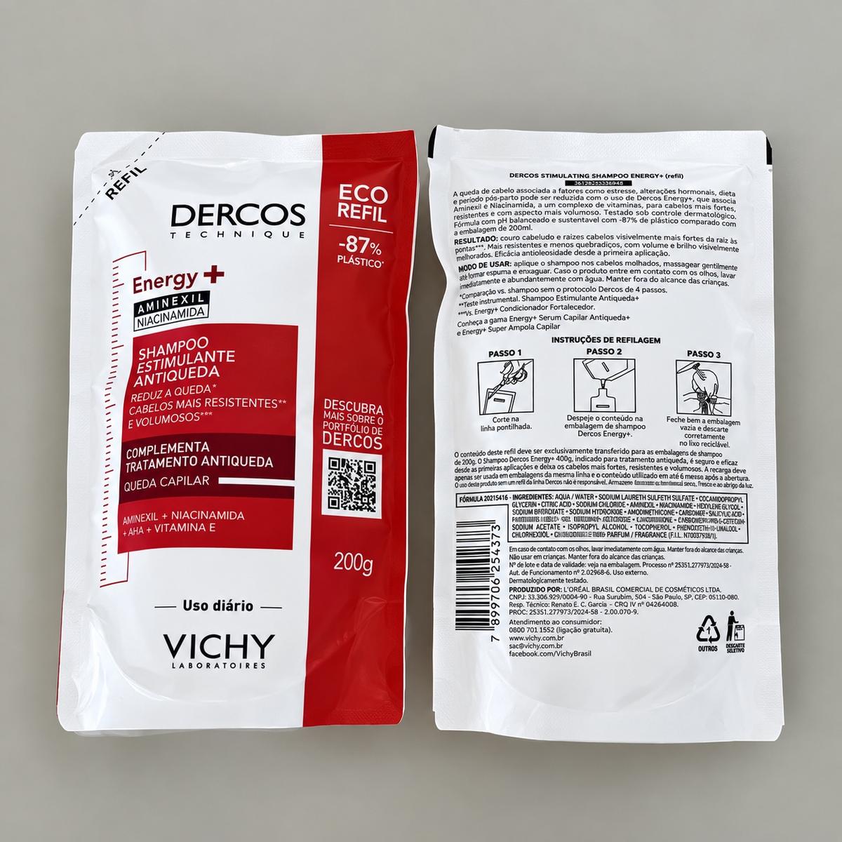 Refil Shampoo Estimulante Antiqueda Energy+ Dercos Vichy 200g