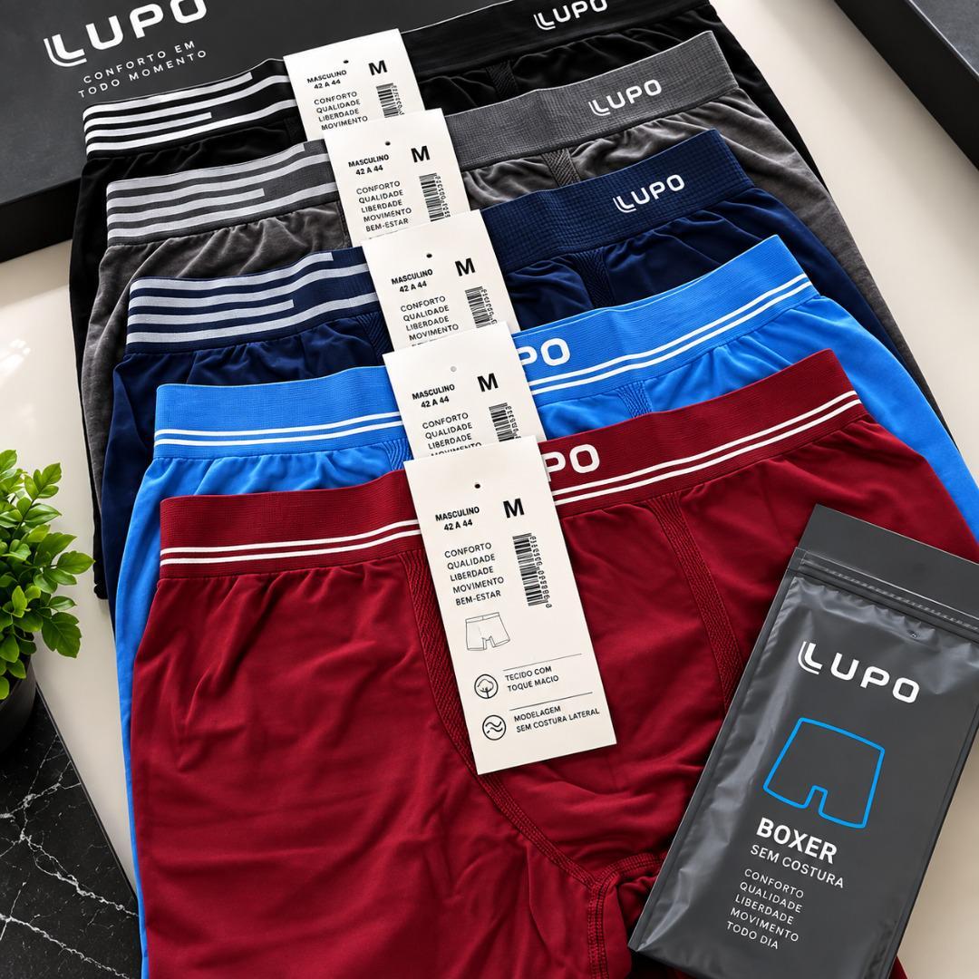 Kit 6 Cuecas Lupo Boxer Box Sem Costura Basic Microfibra