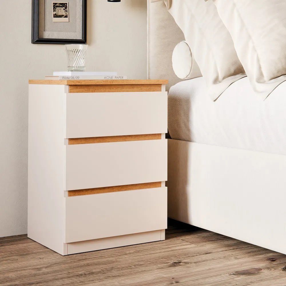 Mesa De Cabeceira Retrô Quarto Decoração 3 Gavetas - Cores