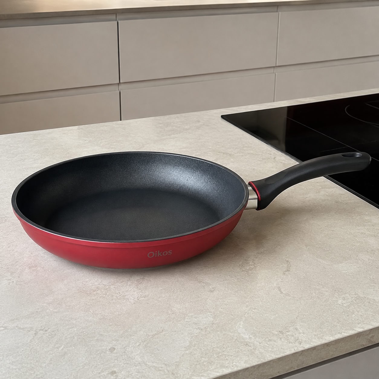 Frigideira 24cm Indução Antiaderente Kosmos Vermelha - Oikos