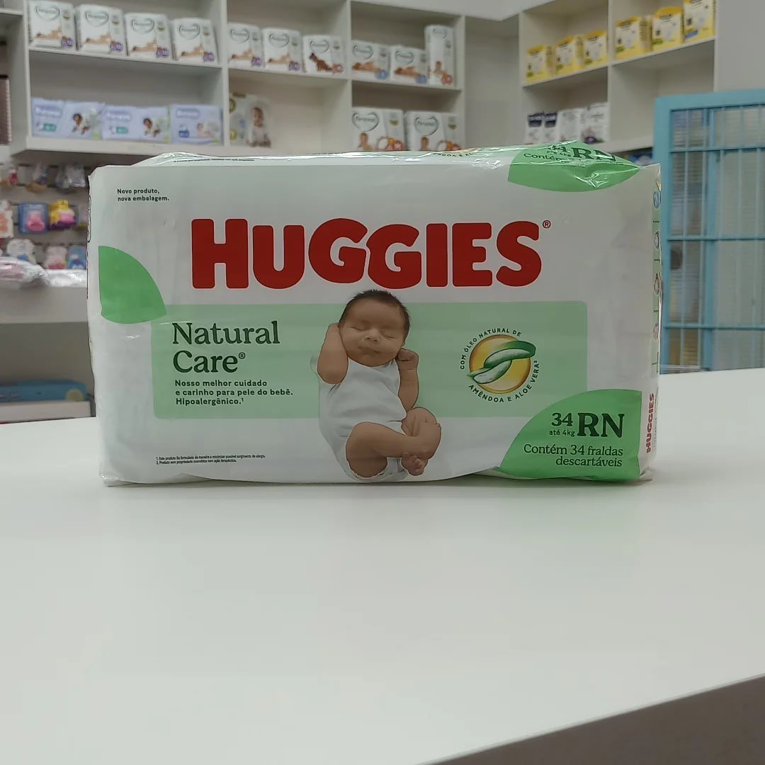 Huggies Fralda Descartável Premium Natural Care RN - 34 Un