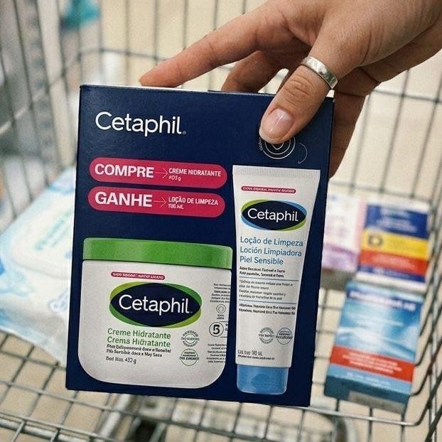 Kit Loção de limpeza 100ml e Creme Hidratante 453g Pele seca e Sensível Cetaphil